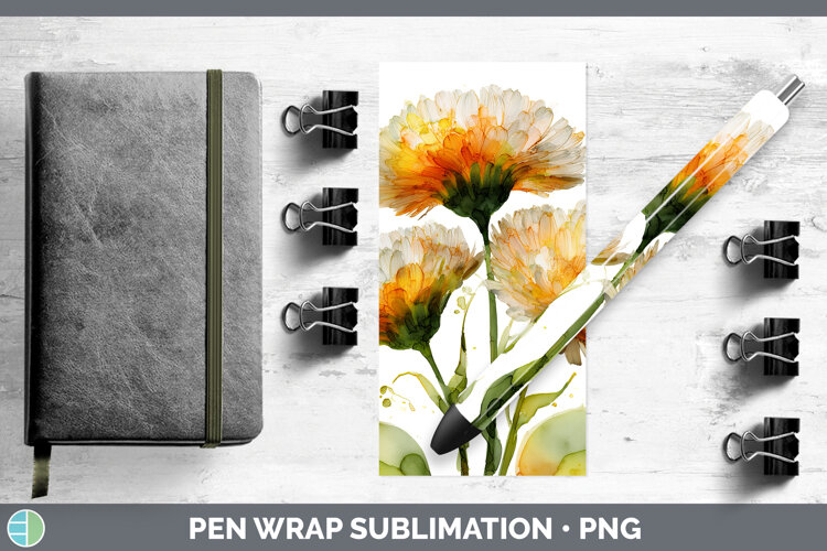 GorgeousFlowers 02 Alcohol Ink Pen Wrap design.