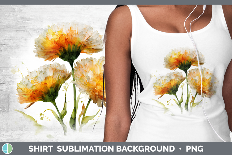Calendula Flowers 02 Alcohol Ink Shirt Sublimation Design