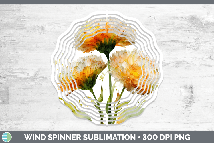 Calendula Flowers 02 Alcohol Ink Wind Spinner Sublimation De