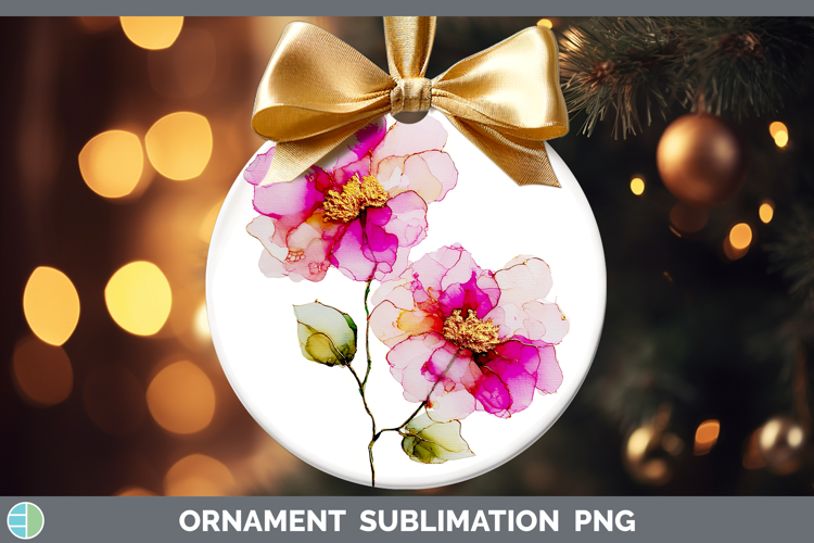 Camellia Flowers 02 Alcohol Ink Ornament Sublimation Design