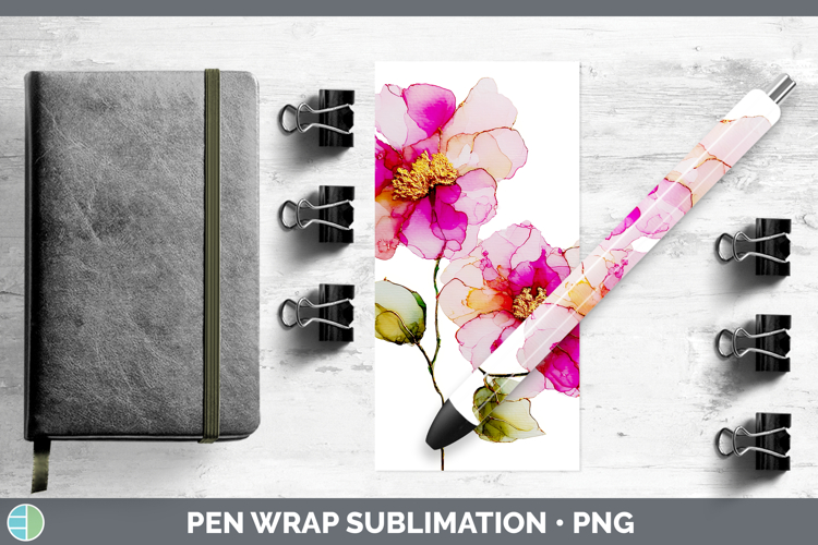 Camellia Flowers 02 Alcohol Ink Pen Wrap Sublimation Design