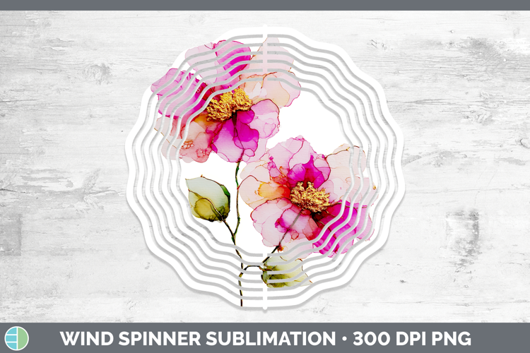 Camellia Flowers 02 Alcohol Ink Wind Spinner Sublimation Des
