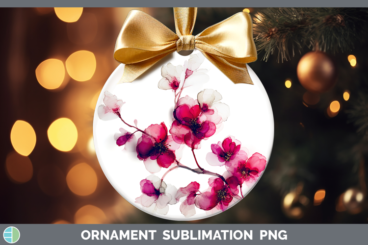Cherry Blossom Flowers 02 Alcohol Ink Ornament Sublimation D