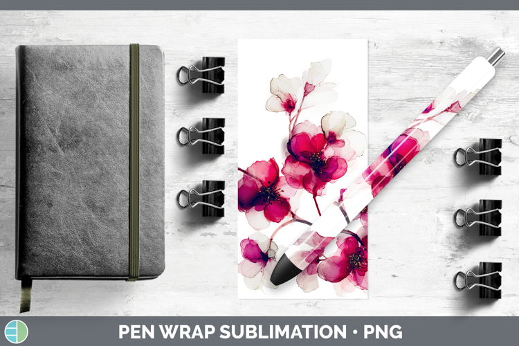 Cherry Blossom Flowers 02 Alcohol Ink Pen Wrap Sublimation D