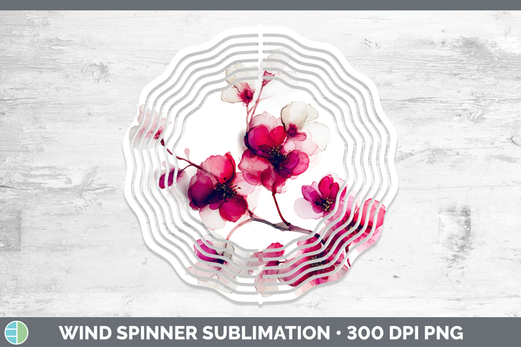 Cherry Blossom Flowers 02 Alcohol Ink Wind Spinner Sublimati
