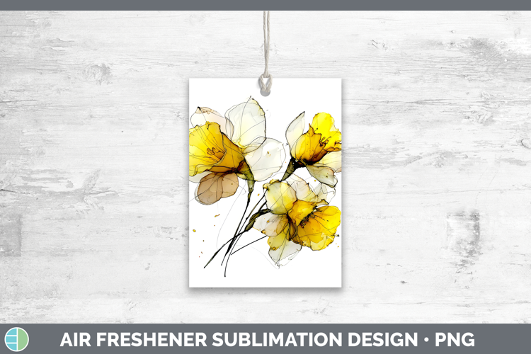 Daffodil Flowers 02 Alcohol Ink Air Freshener Sublimation De