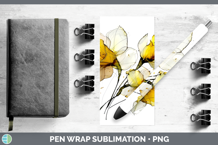 Daffodil Flowers 02 Alcohol Ink Pen Wrap Sublimation Design