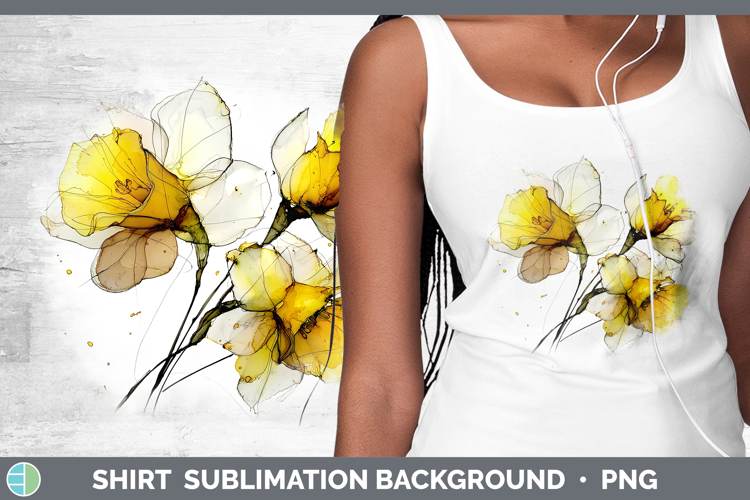 Daffodil Flowers 02 Alcohol Ink Shirt Sublimation Design