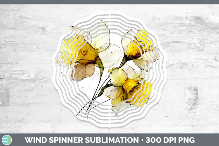 Daffodil Flowers 02 Alcohol Ink Wind Spinner Sublimation Des