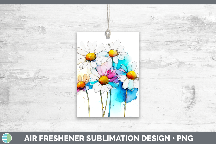 Daisy Flowers 02 Alcohol Ink Air Freshener Sublimation Desig