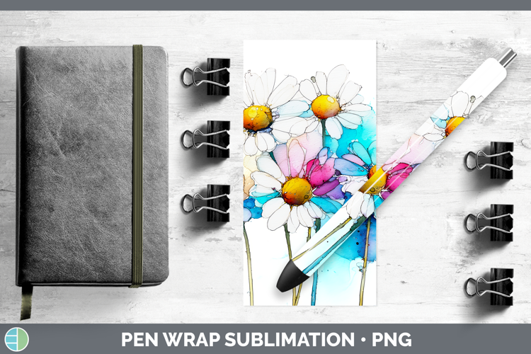 Daisy Flowers 02 Alcohol Ink Pen Wrap Sublimation Design