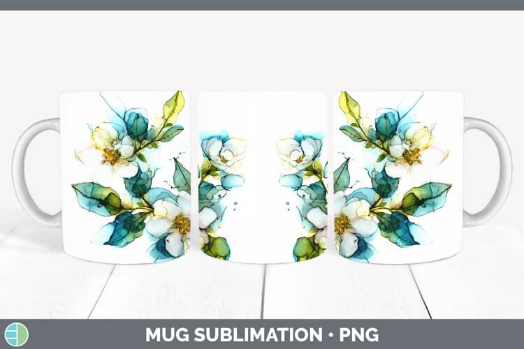 GorgeousFlowers 02 Alcohol Ink Mug Wrap design.
