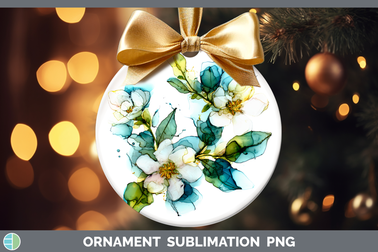 Gardenia Flowers 02 Alcohol Ink Ornament Sublimation Design