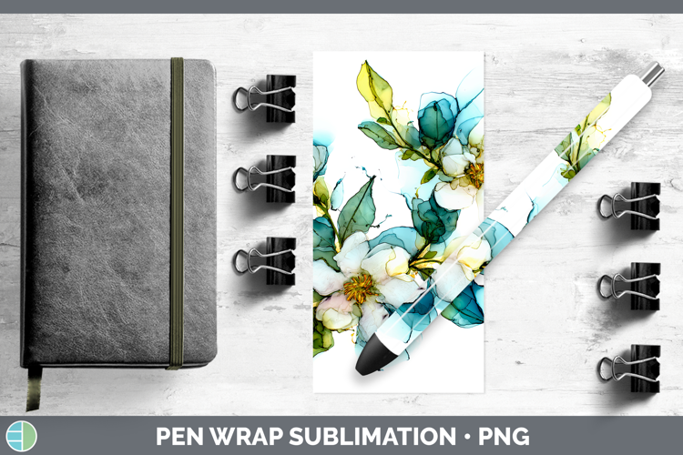Gardenia Flowers 02 Alcohol Ink Pen Wrap Sublimation Design