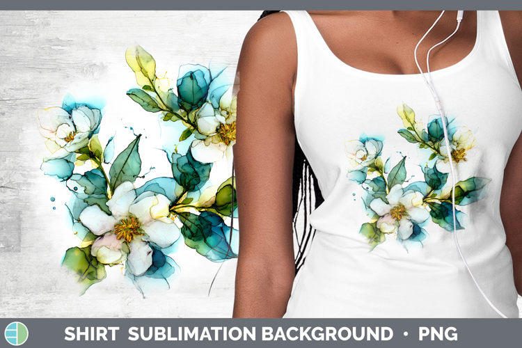 Gardenia Flowers 02 Alcohol Ink Shirt Sublimation Design