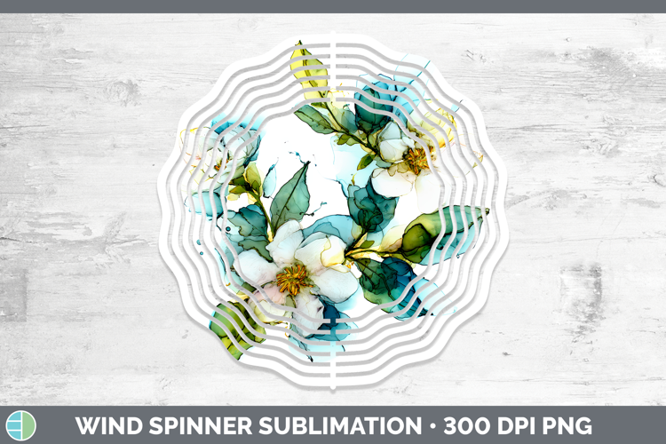 Gardenia Flowers 02 Alcohol Ink Wind Spinner Sublimation Des