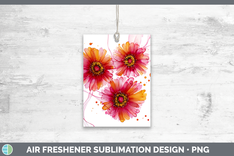 Gerbera Daisy Flowers 02 Alcohol Ink Air Freshener Sublimati