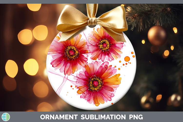 Gerbera Daisy Flowers 02 Alcohol Ink Ornament Sublimation De