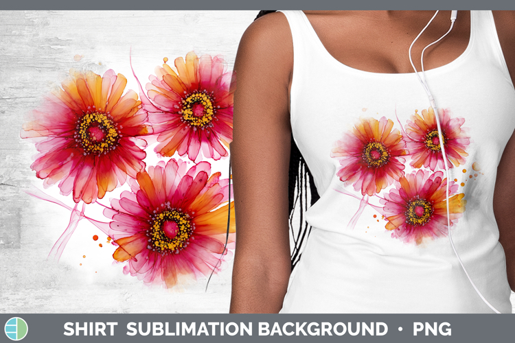 Gerbera Daisy Flowers 02 Alcohol Ink Shirt Sublimation Desig