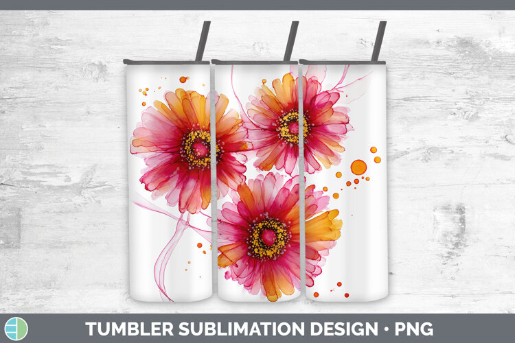 GorgeousFlowers 02 Alcohol Ink Tumbler design.