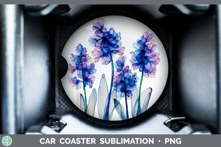 Hyacinth Flowers 02 Alcohol Ink Car Coaster Sublimation Desi