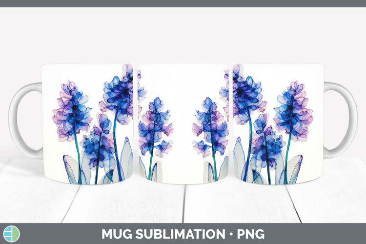 Hyacinth Flowers 02 Alcohol Ink Mug Wrap Sublimation Design