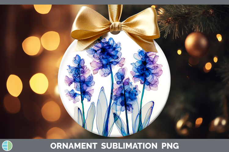 Hyacinth Flowers 02 Alcohol Ink Ornament Sublimation Design