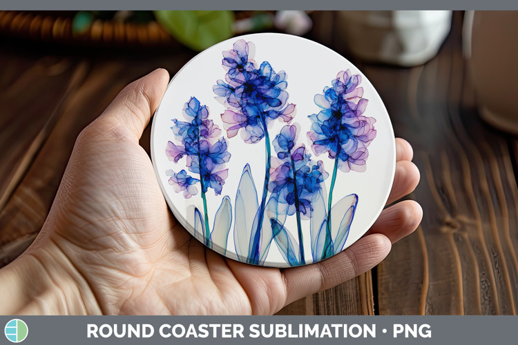 Hyacinth Flowers 02 Alcohol Ink Round Coaster Sublimation De