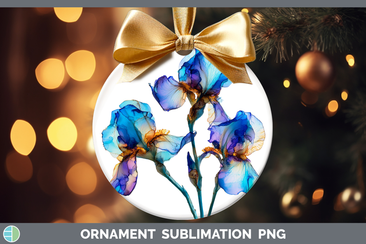 Iris Flowers 02 Alcohol Ink Ornament Sublimation Design