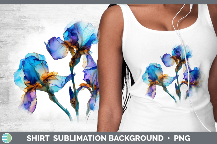 Iris Flowers 02 Alcohol Ink Shirt Sublimation Design