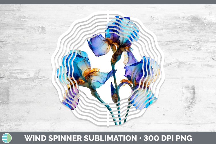 Iris Flowers 02 Alcohol Ink Wind Spinner Sublimation Design