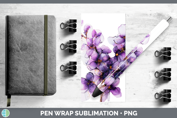 Lilac Flowers 02 Alcohol Ink Pen Wrap Sublimation Design