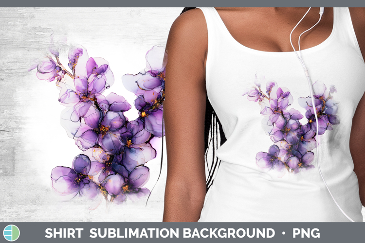Lilac Flowers 02 Alcohol Ink Shirt Sublimation Design