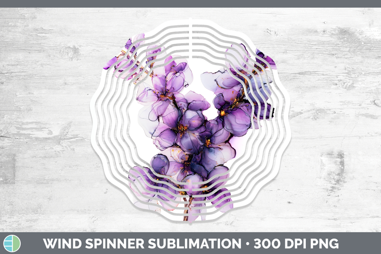 Lilac Flowers 02 Alcohol Ink Wind Spinner Sublimation Design