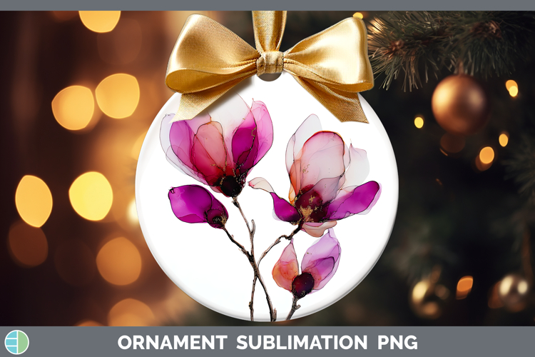 Magnolia Flowers 02 Alcohol Ink Ornament Sublimation Design