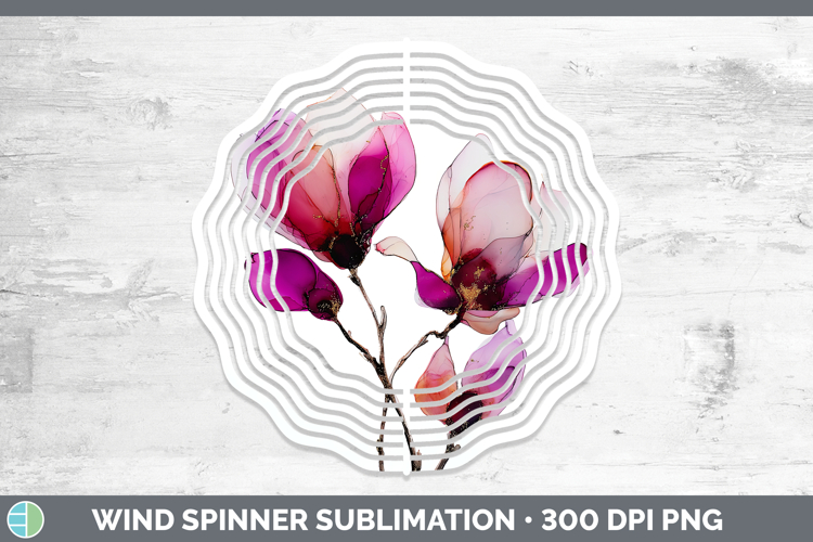 Magnolia Flowers 02 Alcohol Ink Wind Spinner Sublimation Des