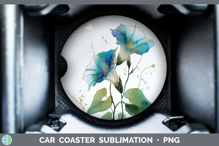 Morning Glory Flowers 02 Alcohol Ink Car Coaster Sublimation
