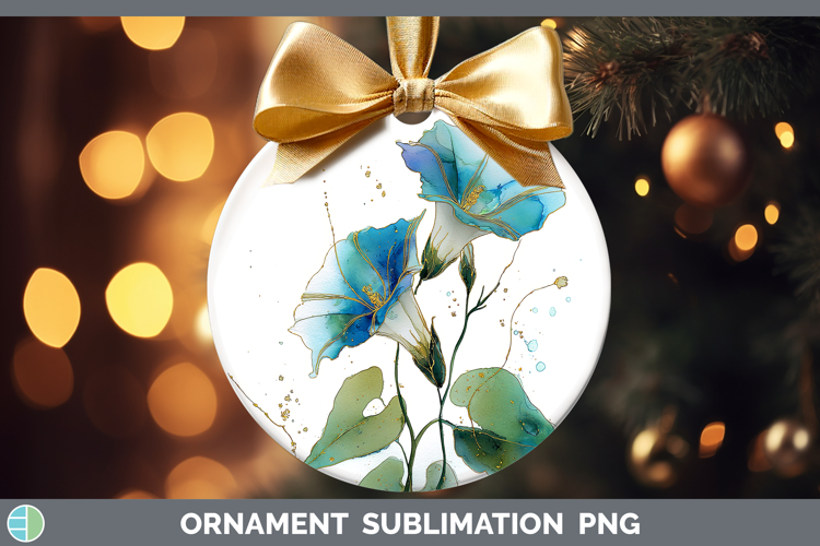 Morning Glory Flowers 02 Alcohol Ink Ornament Sublimation De