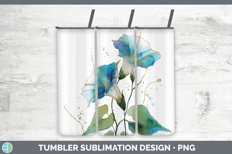 Morning Glory Flowers 02 Alcohol Ink Tumbler Sublimation Des