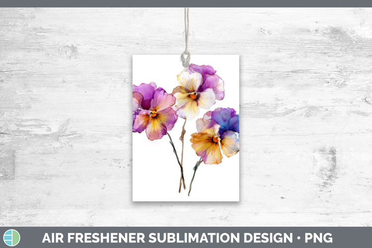 Pansy Flowers 02 Alcohol Ink Air Freshener Sublimation Desig