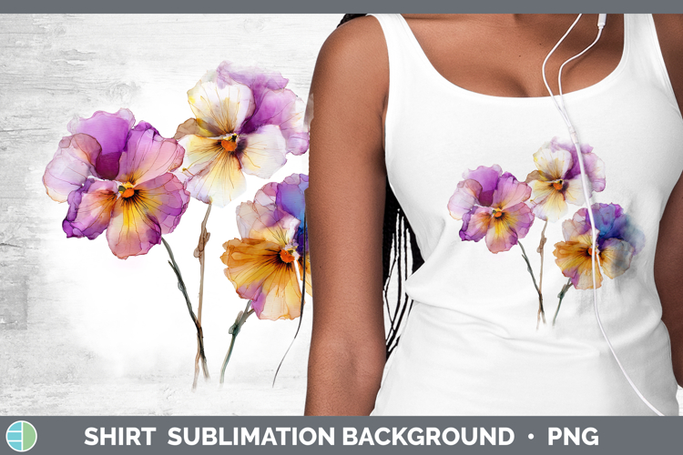 Pansy Flowers 02 Alcohol Ink Shirt Sublimation Design