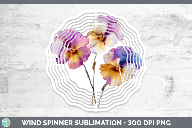 Pansy Flowers 02 Alcohol Ink Wind Spinner Sublimation Design