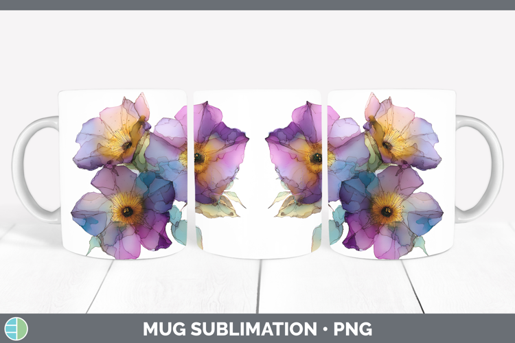 Petunia Flowers 02 Alcohol Ink Mug Wrap Sublimation Design
