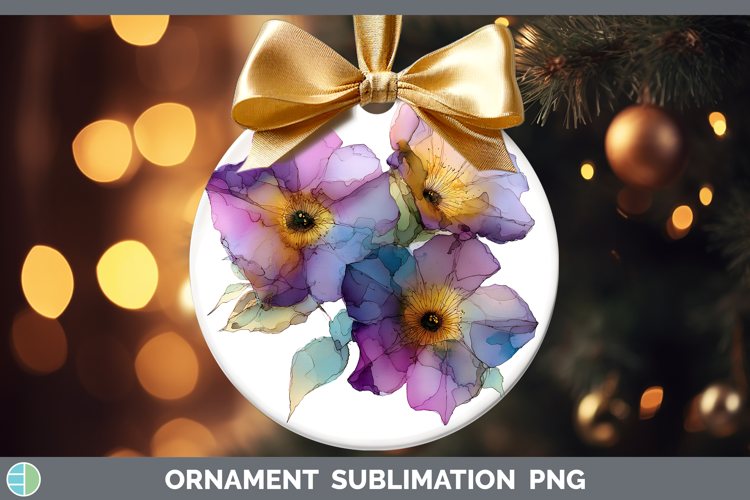 Petunia Flowers 02 Alcohol Ink Ornament Sublimation Design