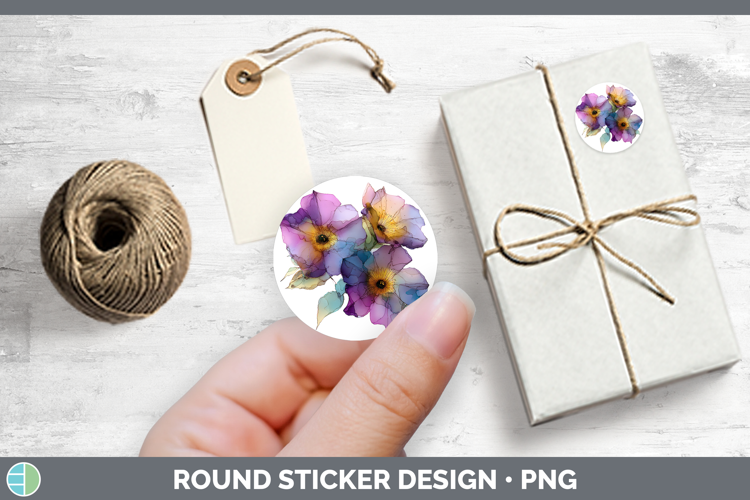 Petunia Flowers 02 Alcohol Ink Stickers Design