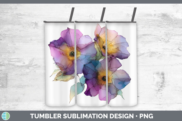 GorgeousFlowers 02 Alcohol Ink Tumbler design.