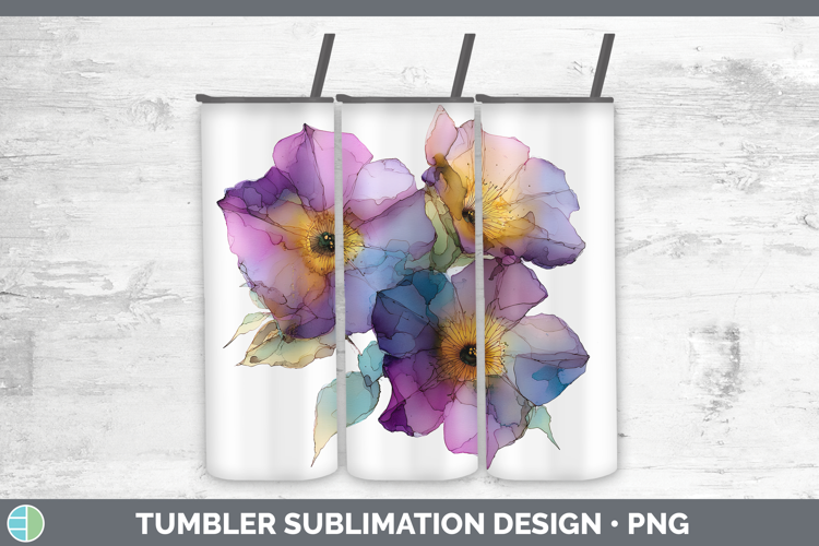 Petunia Flowers 02 Alcohol Ink Tumbler Sublimation Design