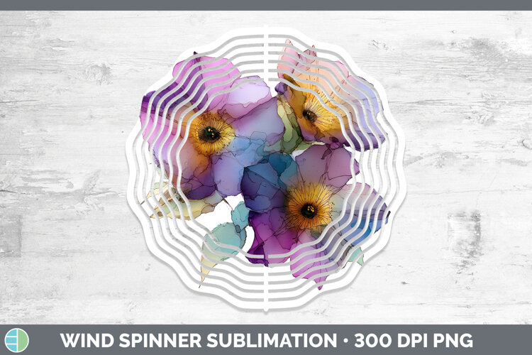 GorgeousFlowers 02 Alcohol Ink Wind Spinner design.