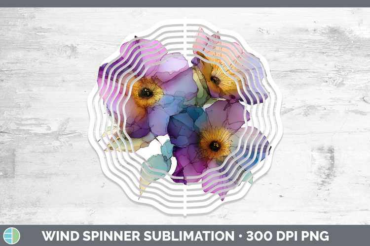 Petunia Flowers 02 Alcohol Ink Wind Spinner Sublimation Desi