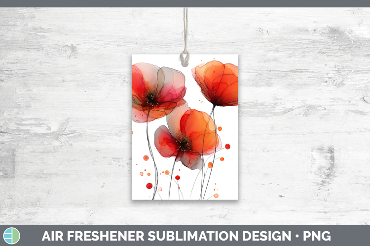 Poppy Flowers 02 Alcohol Ink Air Freshener Sublimation Desig